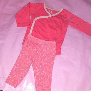 Babysoy Long-sleeved Infant Snap Kimono, CJP Leggings, 3-6mos